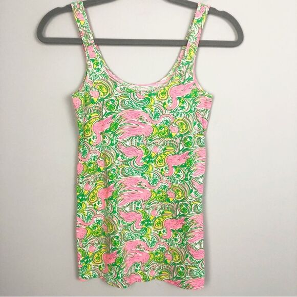 LILLY PULITZER | Tabbie Flamingo Resort Hot Wings Print Tank Top Women’s Size XS - Picture 3 of 11